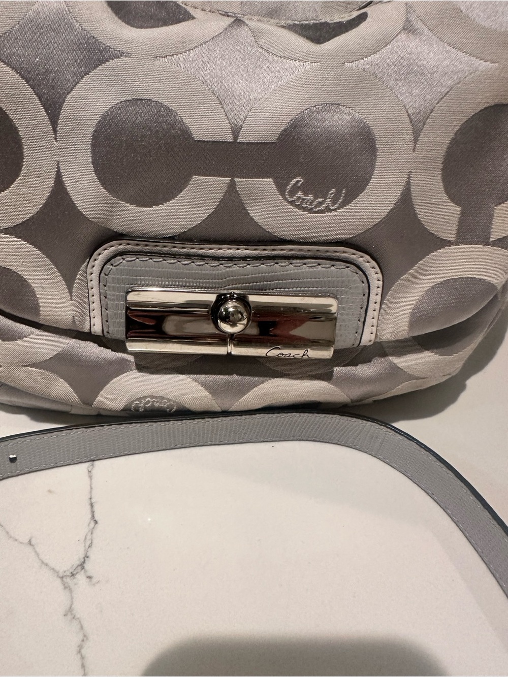 Coach Kristin Optic Light Grey Signature Hobo Bag with Removable Strap & 2 tags - Picture 2 of 15